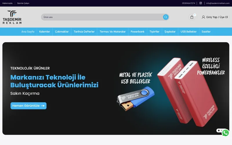 Taşdemir Reklam e-ticaret sitesi anasayfası — DMT Dijital projesi